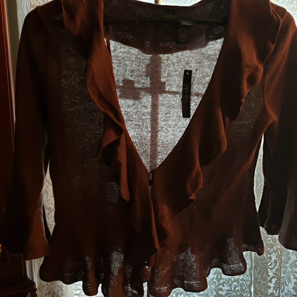 Bisou Bisou Sweaters - NWT💕💕BISOU BISOU RUFFLED OPEN SWEATER JACKET💕💕